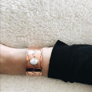 Copper and White Turquoise Cuff